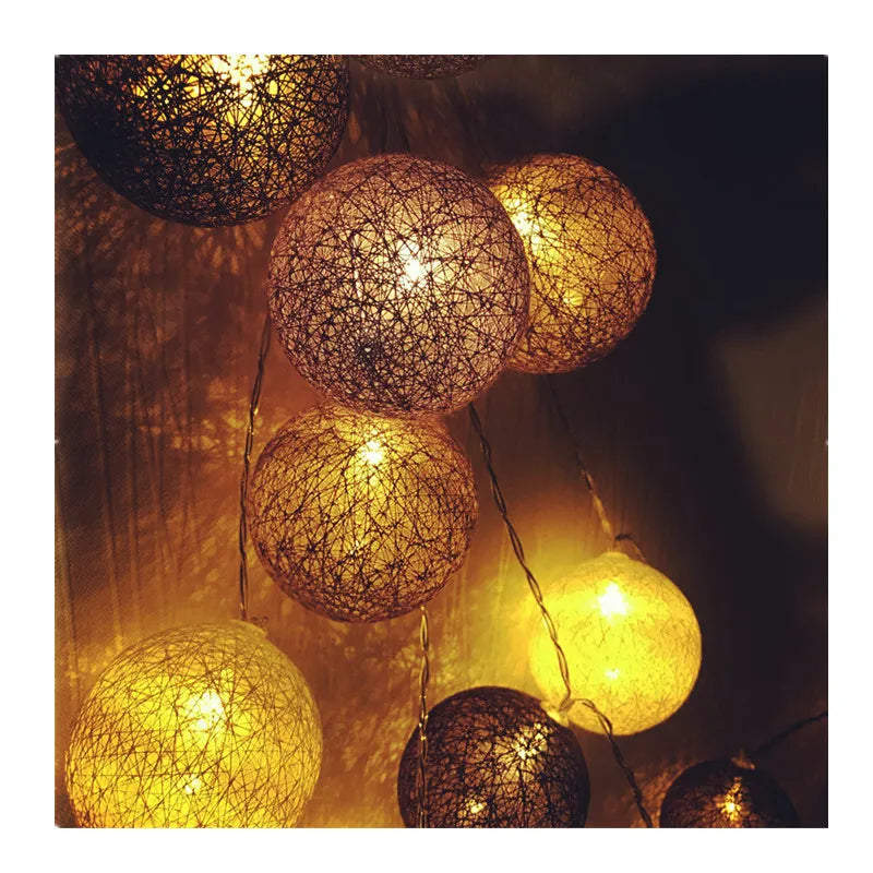 2M/3M LED Cotton Ball Light Chain Night Lights Garland Lights string Christmas Xmas Kids Bedroom Halloween Outdoor Lights