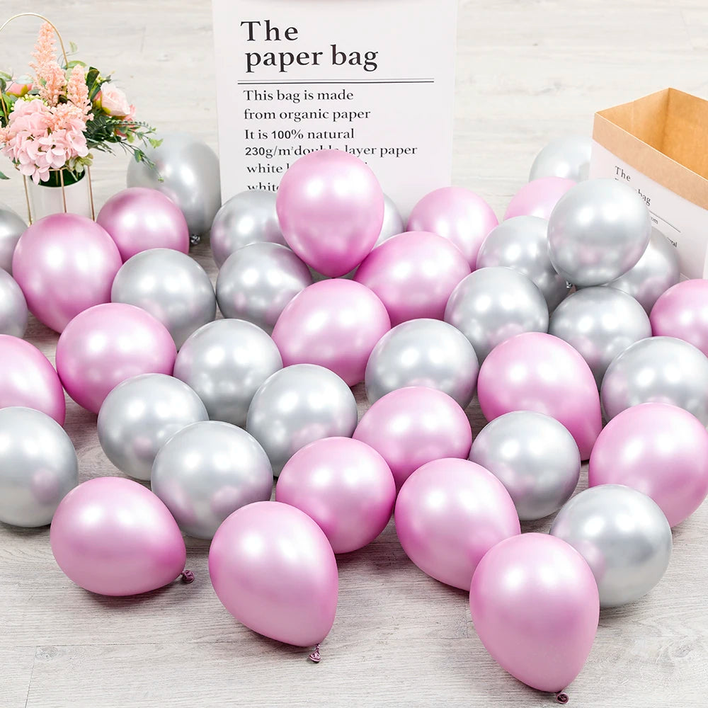 10Pcs 20pcs 5inch Gold Silver Purple Green Blue Metal Balloon Wedding Balloons Happy Birthday Latex Metal Chrome Ballon Decor