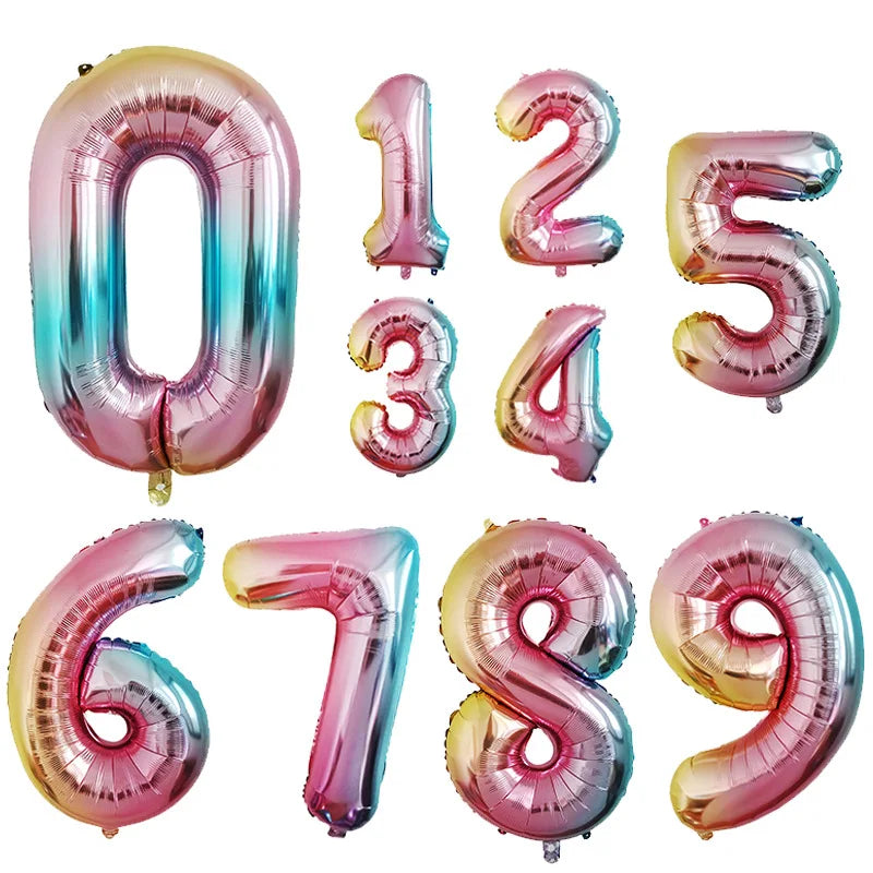 16 32 Inch Foil Number Balloons Wedding Happy Birthday Party Decorations Rose Gold Digital Globos Balloon Baby Shower Supplies