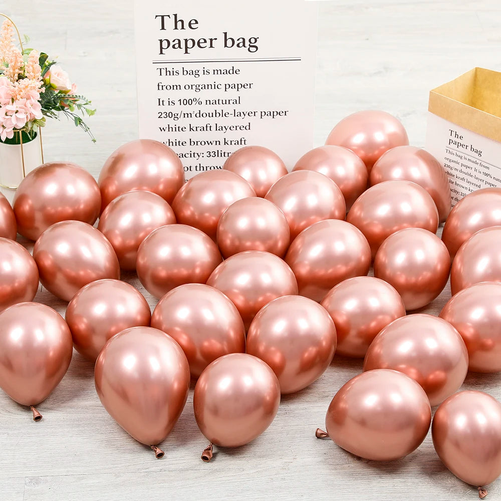 10Pcs 20pcs 5inch Gold Silver Purple Green Blue Metal Balloon Wedding Balloons Happy Birthday Latex Metal Chrome Ballon Decor