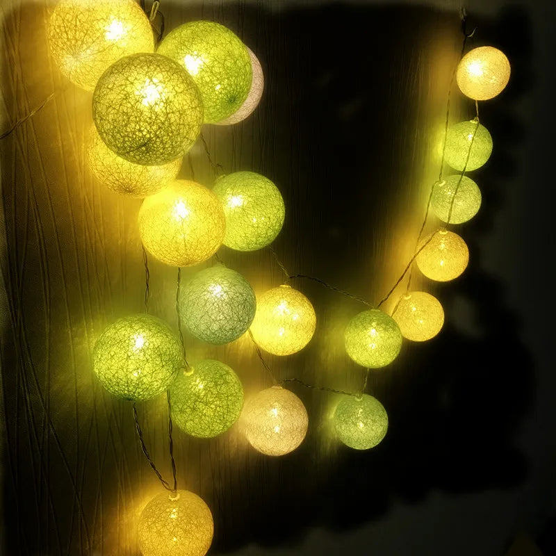 2M/3M LED Cotton Ball Light Chain Night Lights Garland Lights string Christmas Xmas Kids Bedroom Halloween Outdoor Lights