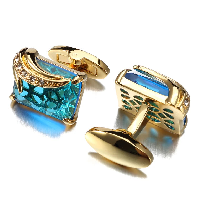Low-key Luxury Glass Cufflinks for Mens Lepton Brand High Quality Square Crystal Cufflinks Shirt Cuff Links Relojes Gemelos
