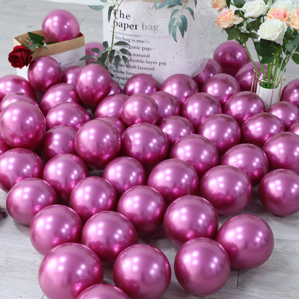 10Pcs 20pcs 5inch Gold Silver Purple Green Blue Metal Balloon Wedding Balloons Happy Birthday Latex Metal Chrome Ballon Decor