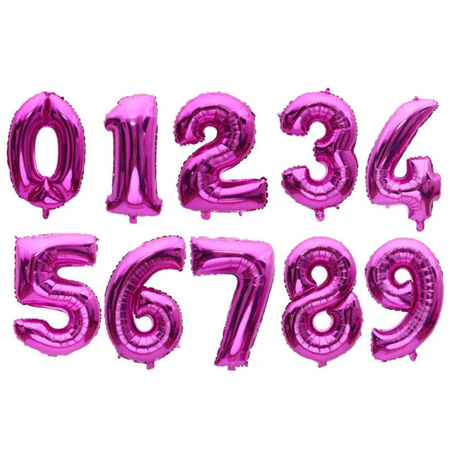 16 32 Inch Foil Number Balloons Wedding Happy Birthday Party Decorations Rose Gold Digital Globos Balloon Baby Shower Supplies