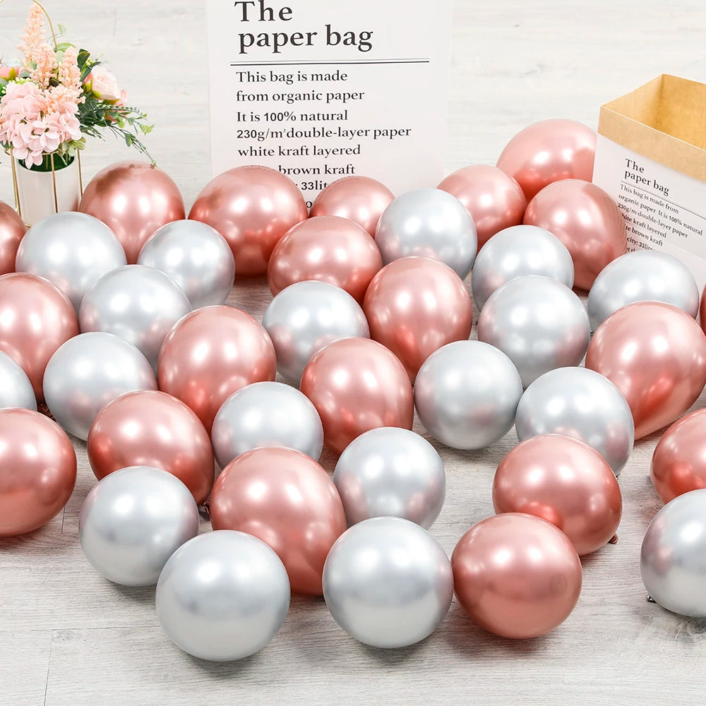 10Pcs 20pcs 5inch Gold Silver Purple Green Blue Metal Balloon Wedding Balloons Happy Birthday Latex Metal Chrome Ballon Decor