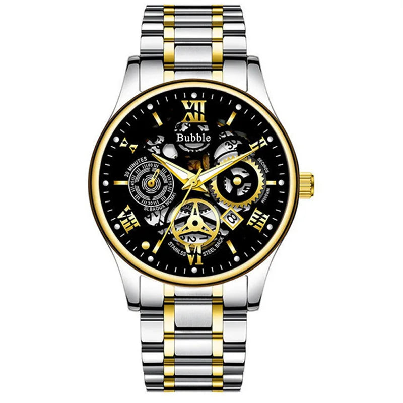 UTHAI L93 Watch For Men Trendy High end Light Luxury Versatile Quartz Watches Glow Waterproof Roman Hollow Male's Clock Watch