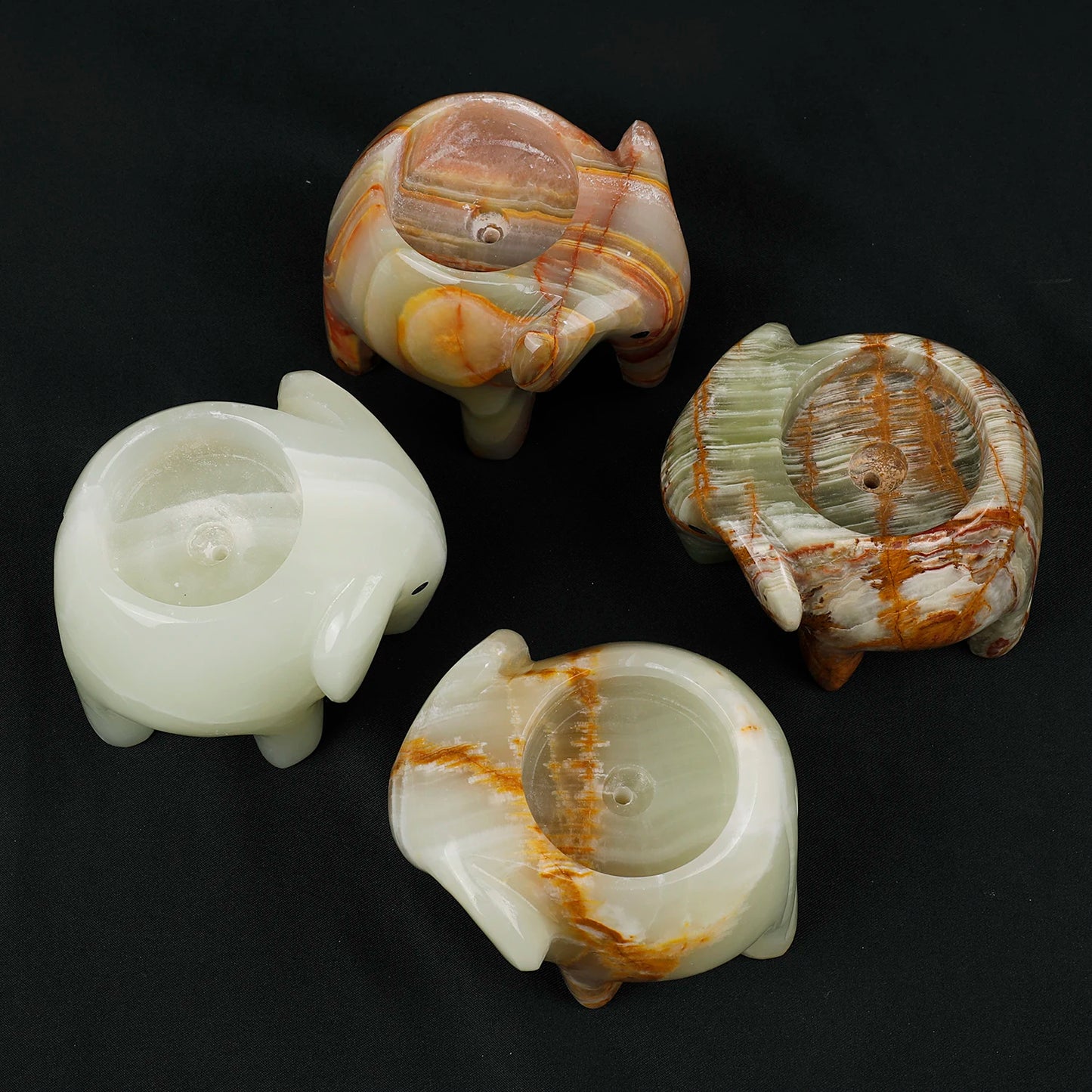 Natural Stones Candle Holder Marble Elephant Shape Candlestick Afghanistan Jade Home Decoration For Dinner Party Table Decor
