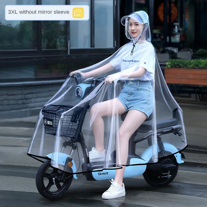 Driving Fully Transparent Raincoat for Men and Women Electric Vehicle PVC High Transparency Outdoor Cycling Visual Navigation