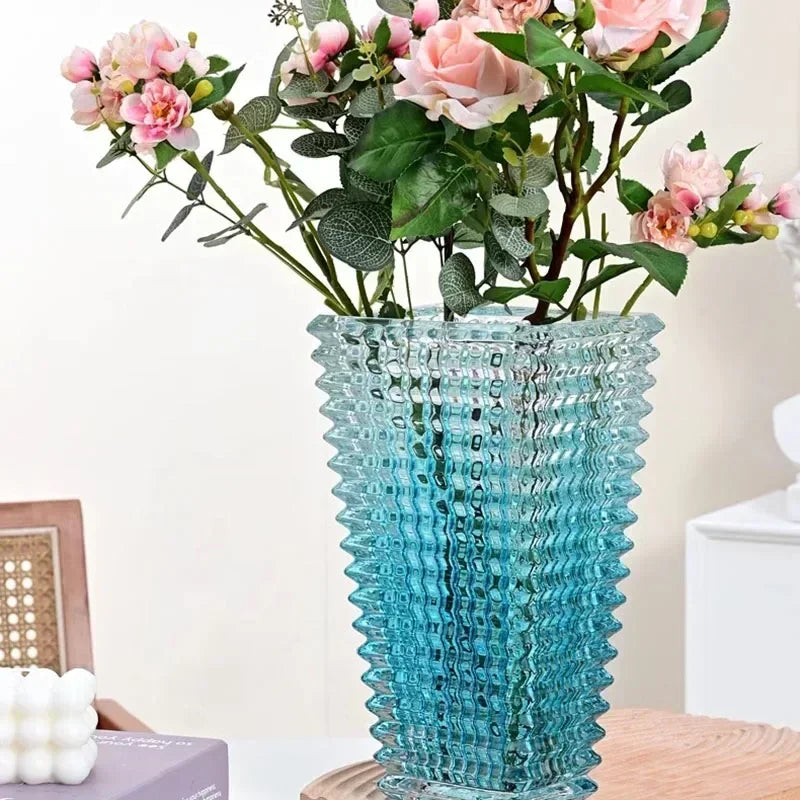 Wedding Luxury Vase Yellow Glass Tall Golden Nordic Vase Aesthetic Black Minimalist Jarrones Decorativos Moderno Room Decoration