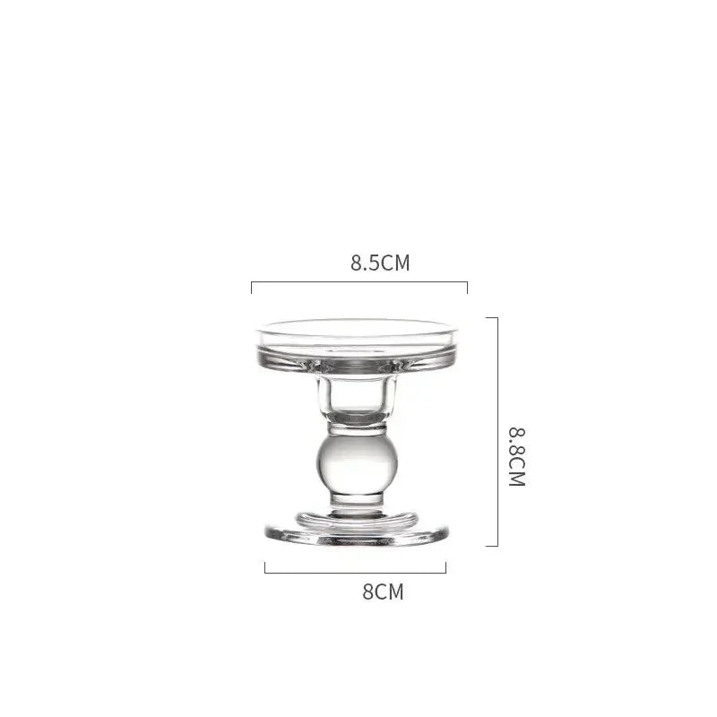 1pc 3.46 / 4.52 / 5.51inch Glass Candle Holders for Pillar Candle and Taper Candle Wedding Decoration Candlestick Set Home Decor