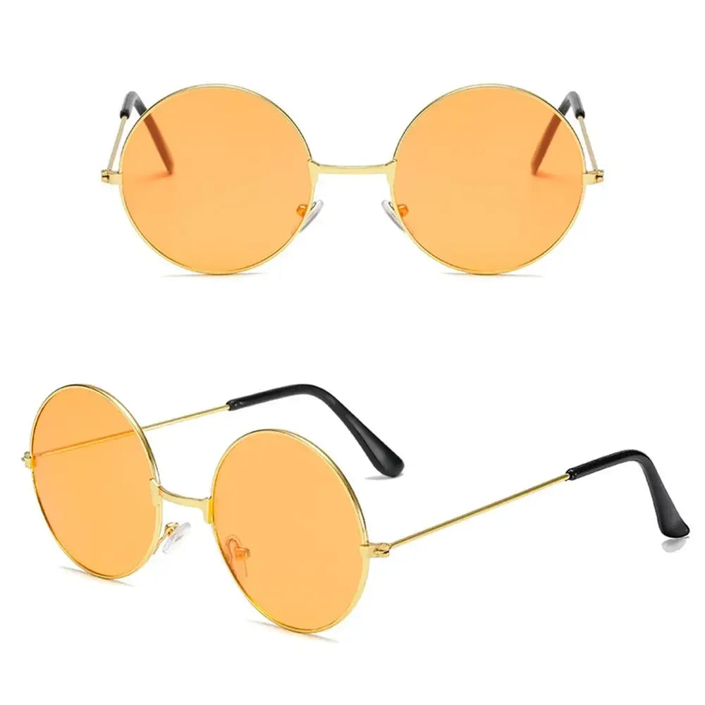 Fashion Retro Round Hippie Sunglasses for Women Men Trendy Punk Disco Party Glasses Circle Metal UV Protection Sunglasses