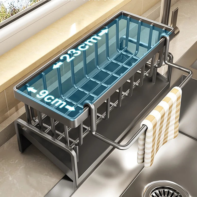 Kitchen Sink Drain Rack Organizer Abs Plastic Self-draining Sink Shelf Soap Sponge Holder Dishcloth Towel Rack Filter Basket