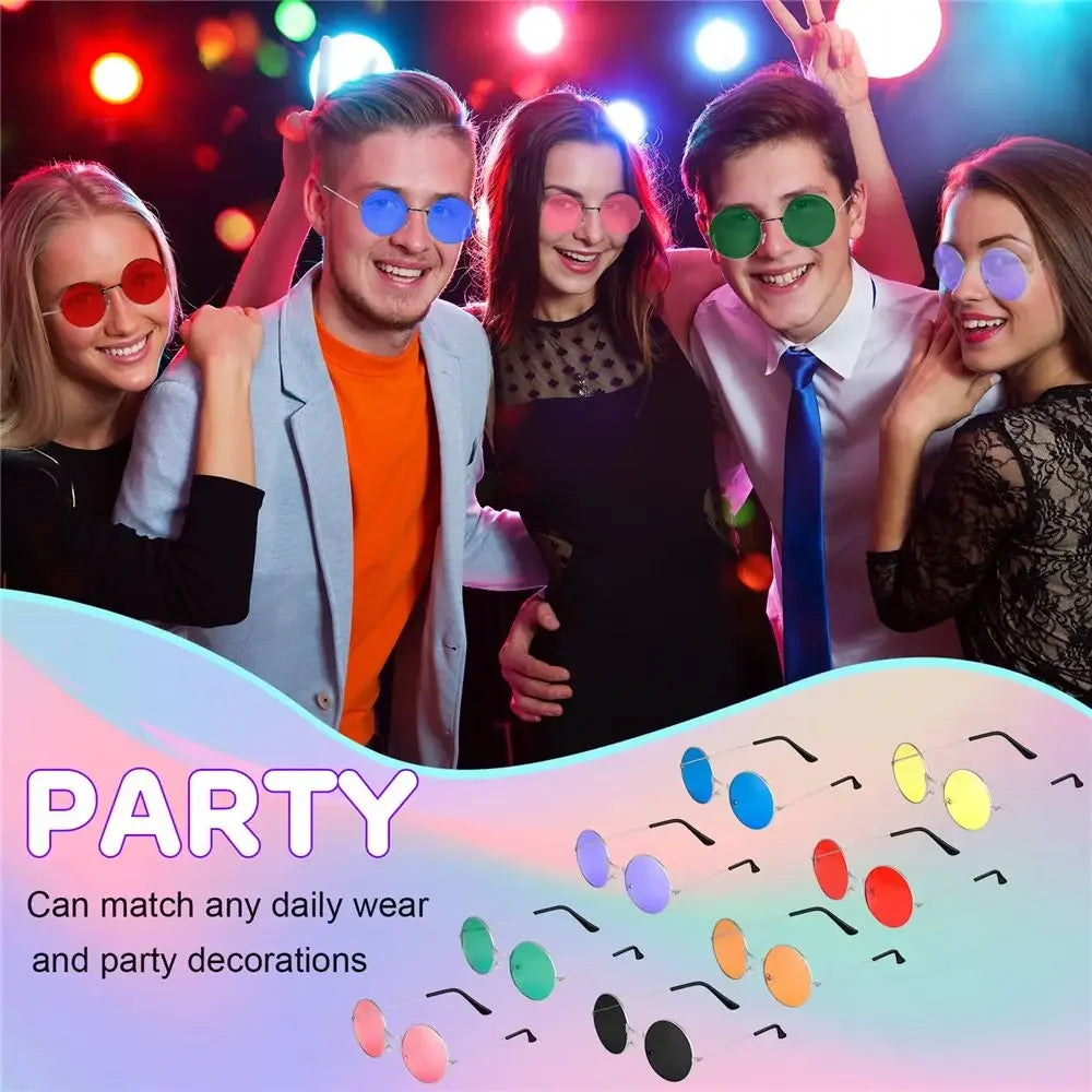 Fashion Retro Round Hippie Sunglasses for Women Men Trendy Punk Disco Party Glasses Circle Metal UV Protection Sunglasses