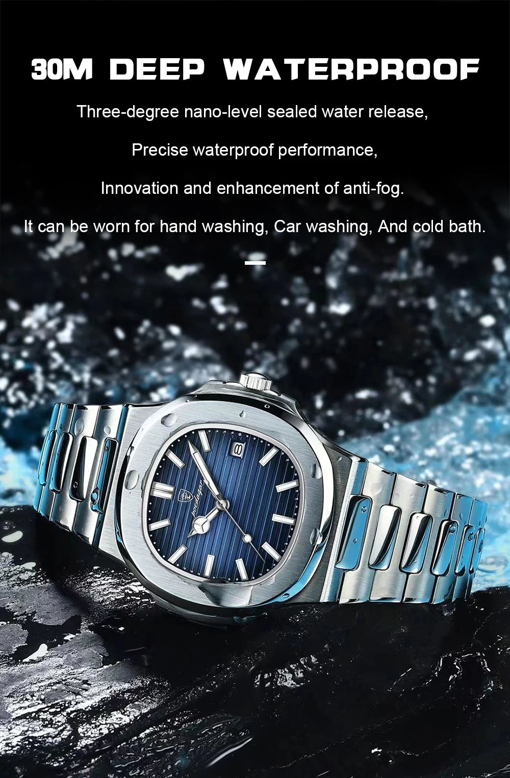 2023 New POEDAGAR Luxury Watch Business Waterproof Male Luminous Stylish Stainless Steel Square Quartz Men Watch Premium Quality