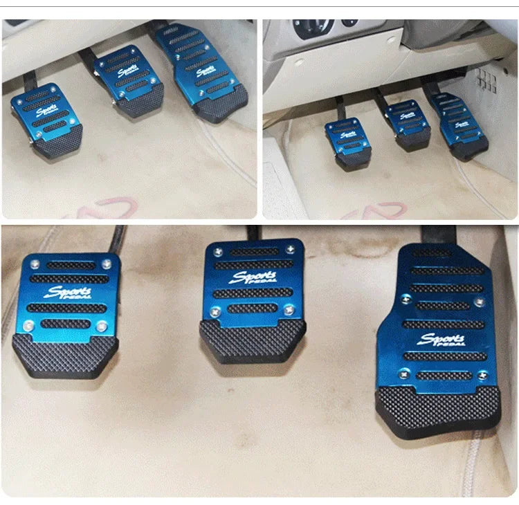 Universal Aluminum Automatic Transmission Car Pedal Cover Brake Fuel Gas Foot Pad Set Kit Pedals Red Blue Silver Non-Slip Tools