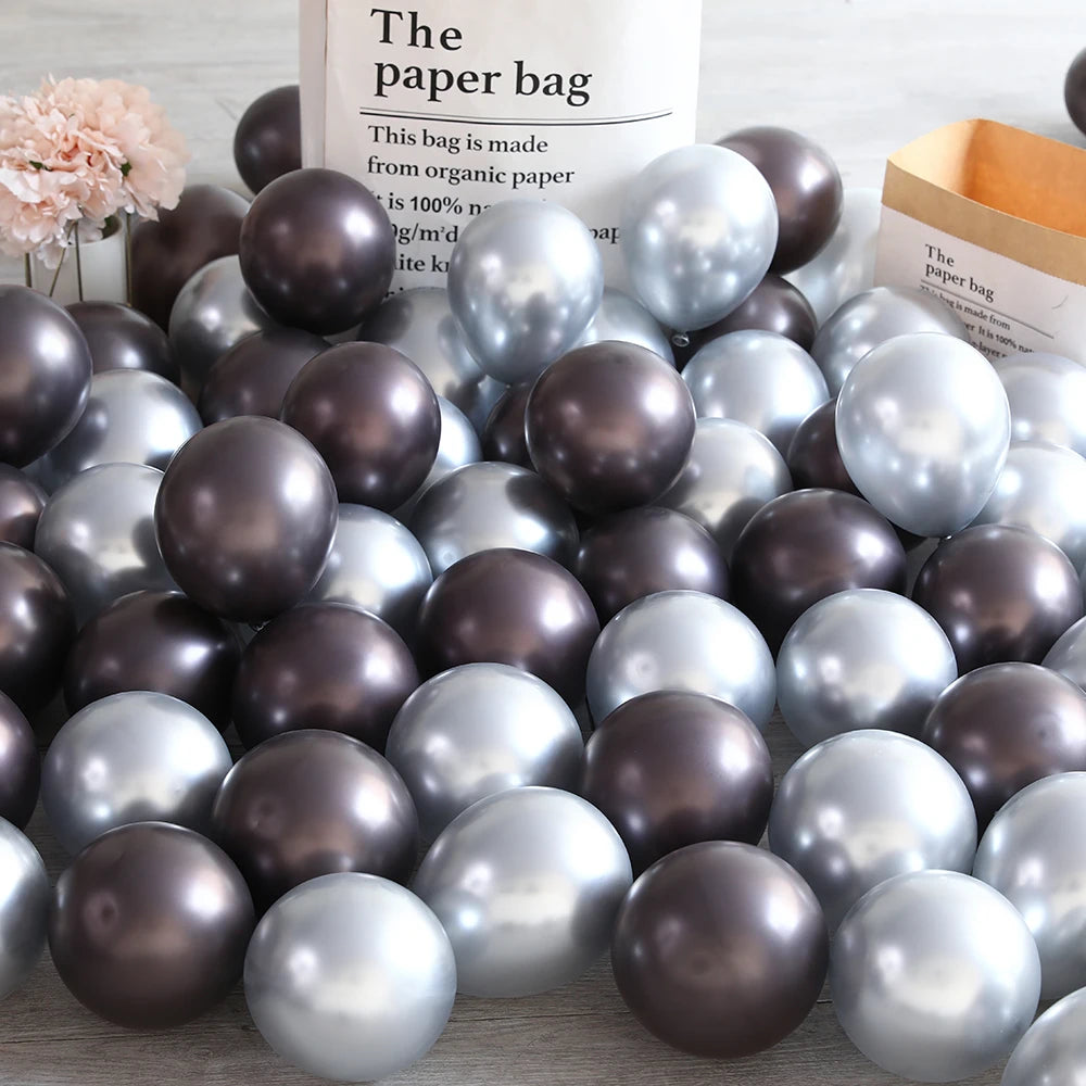 10Pcs 20pcs 5inch Gold Silver Purple Green Blue Metal Balloon Wedding Balloons Happy Birthday Latex Metal Chrome Ballon Decor