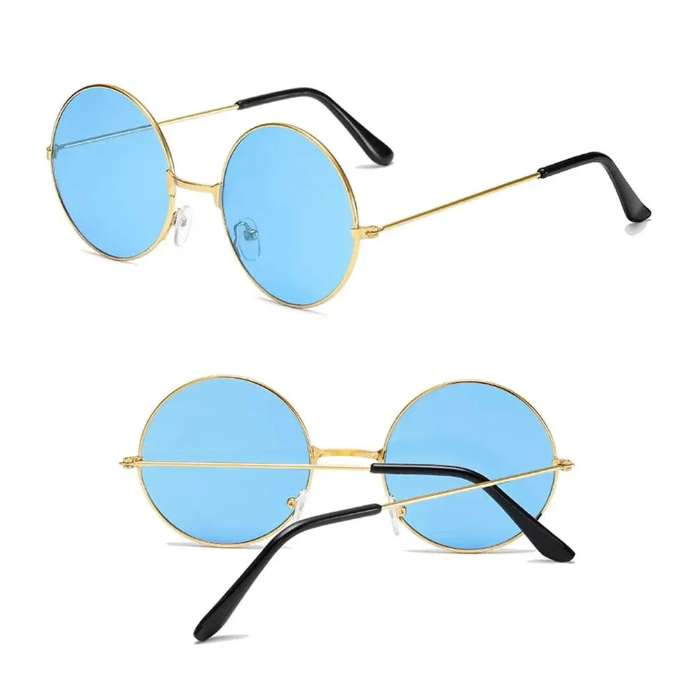 Fashion Retro Round Hippie Sunglasses for Women Men Trendy Punk Disco Party Glasses Circle Metal UV Protection Sunglasses