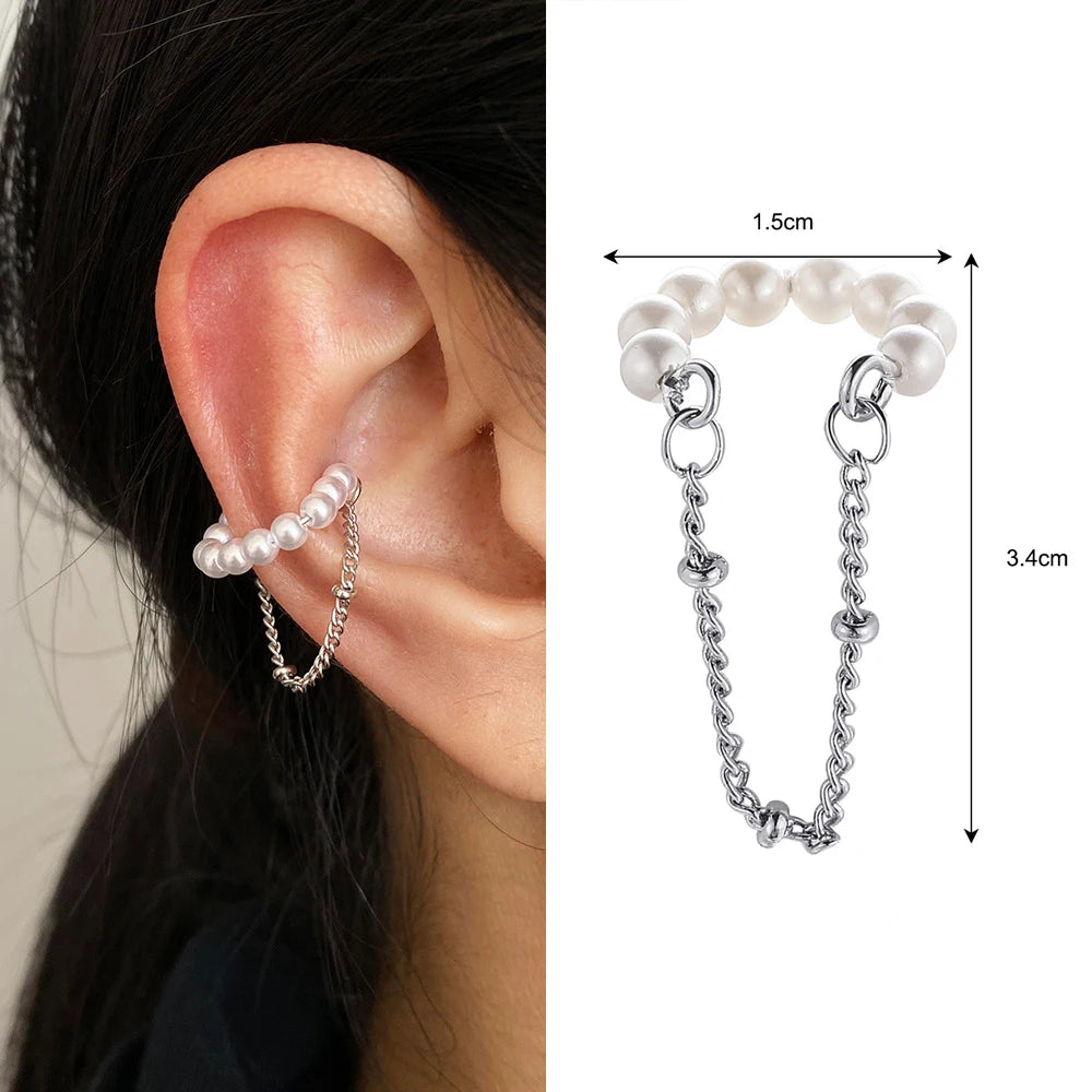 Korean Rhinestone Butterfly Stud Earrings For Women Girls Cute Fashion Metal Cuff Chain Tassel Boucle D'oreille Jewelry
