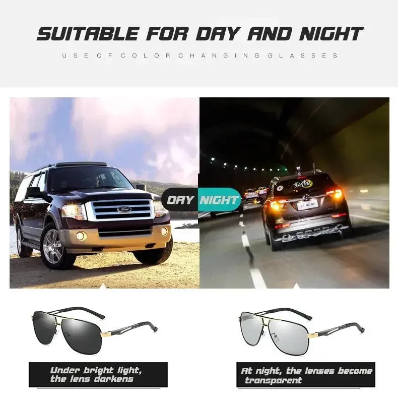 Photochromic Polarized Sunglasses for Men Fashion Sun Glasses Men Women Luxury Driving Classic Cycling Sunglasses 2024