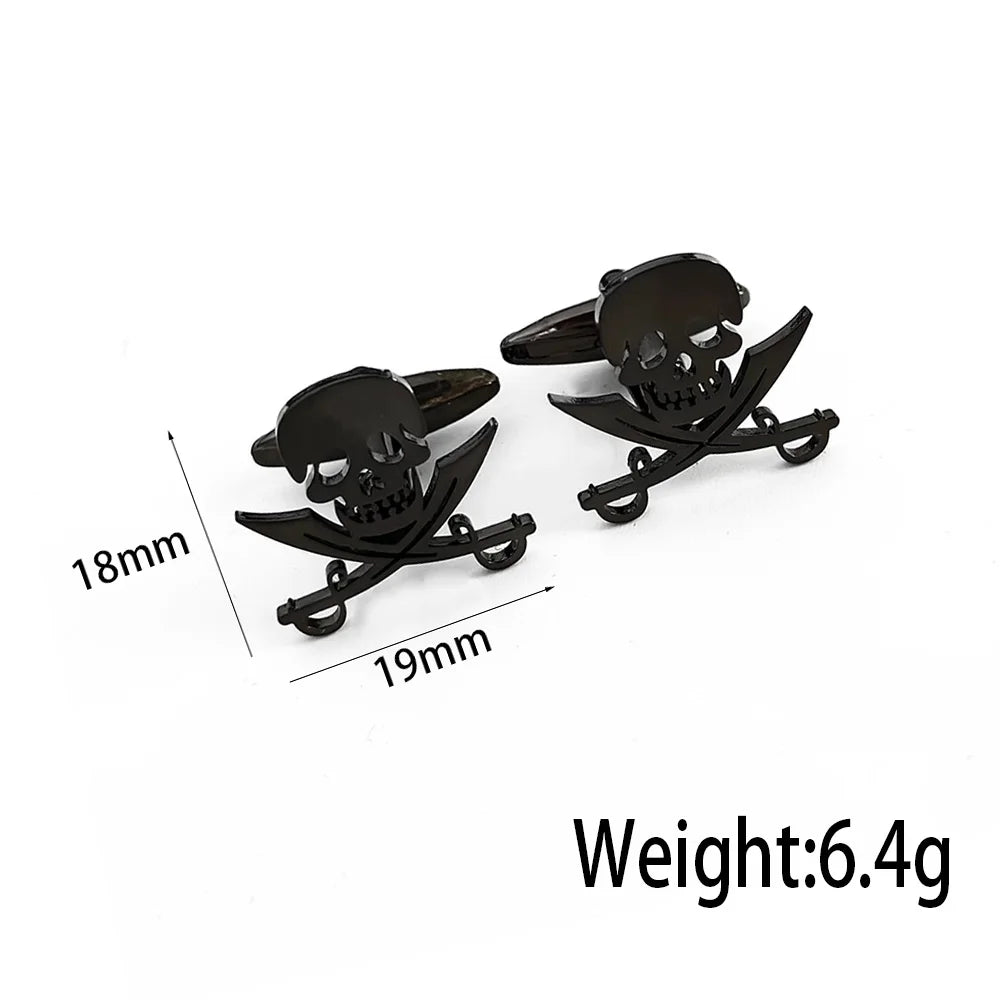 Cufflinks for Mens Luxurious Stainless Steel Jewelry Personality Double Knife Skeleton Man Shirt Cuff Link Button Gifts One Pair