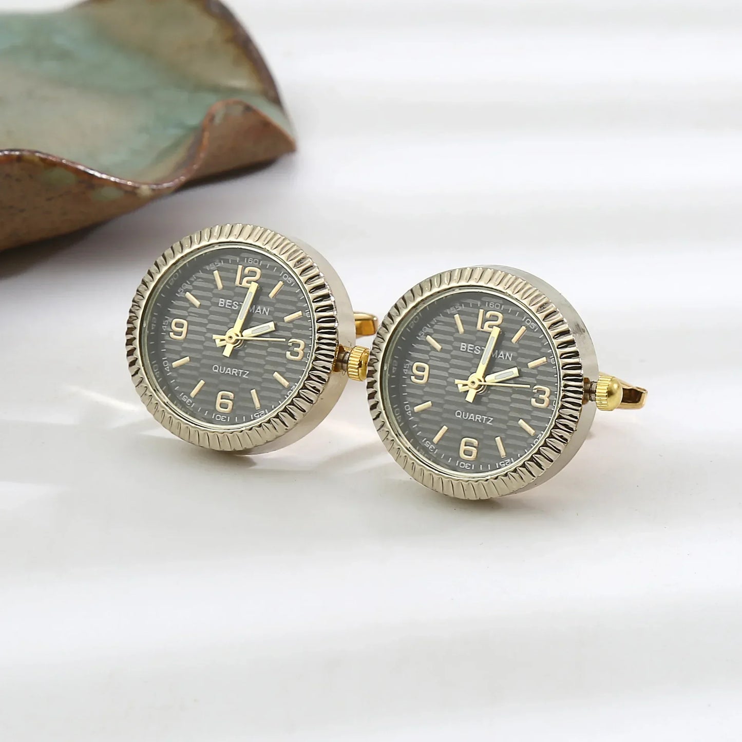 Luxury Retro Men's Watches Cufflinks French Shirts Cufflink Round Rotating Clock Buttons Men New High-end Business Jewelry Gifts