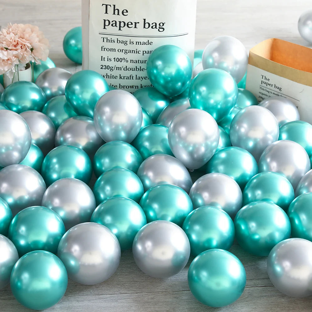 10Pcs 20pcs 5inch Gold Silver Purple Green Blue Metal Balloon Wedding Balloons Happy Birthday Latex Metal Chrome Ballon Decor