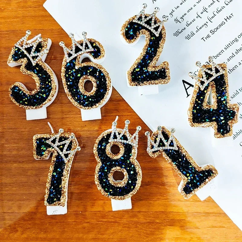 Crown Number Candles Birthday Digital 0-9 Cake Decoration, Cake Topper Birthday Anniversary Day Decor