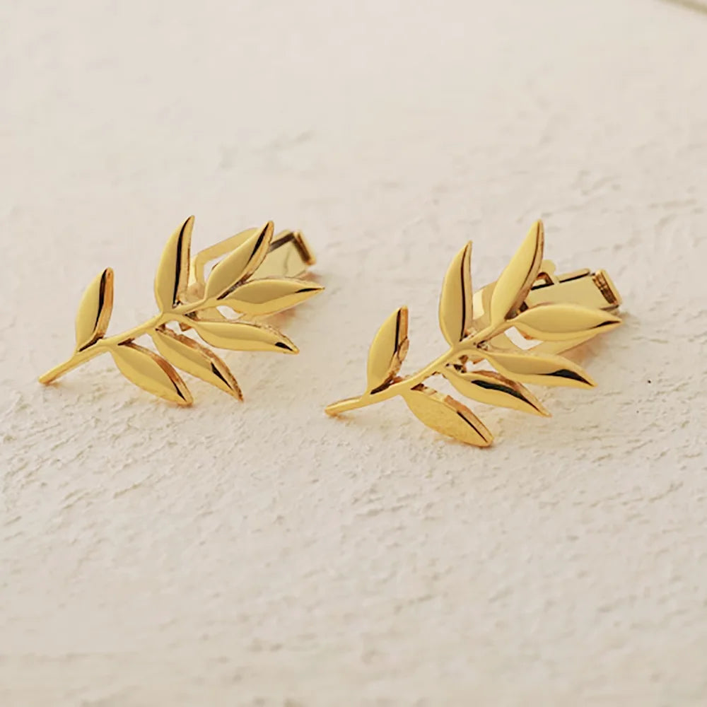 Personalized Olive Branch Cufflinks, Simple And Fashionable,Stainless Steel Classic Cufflinks, Holiday Gifts For Dad,Party Gifts