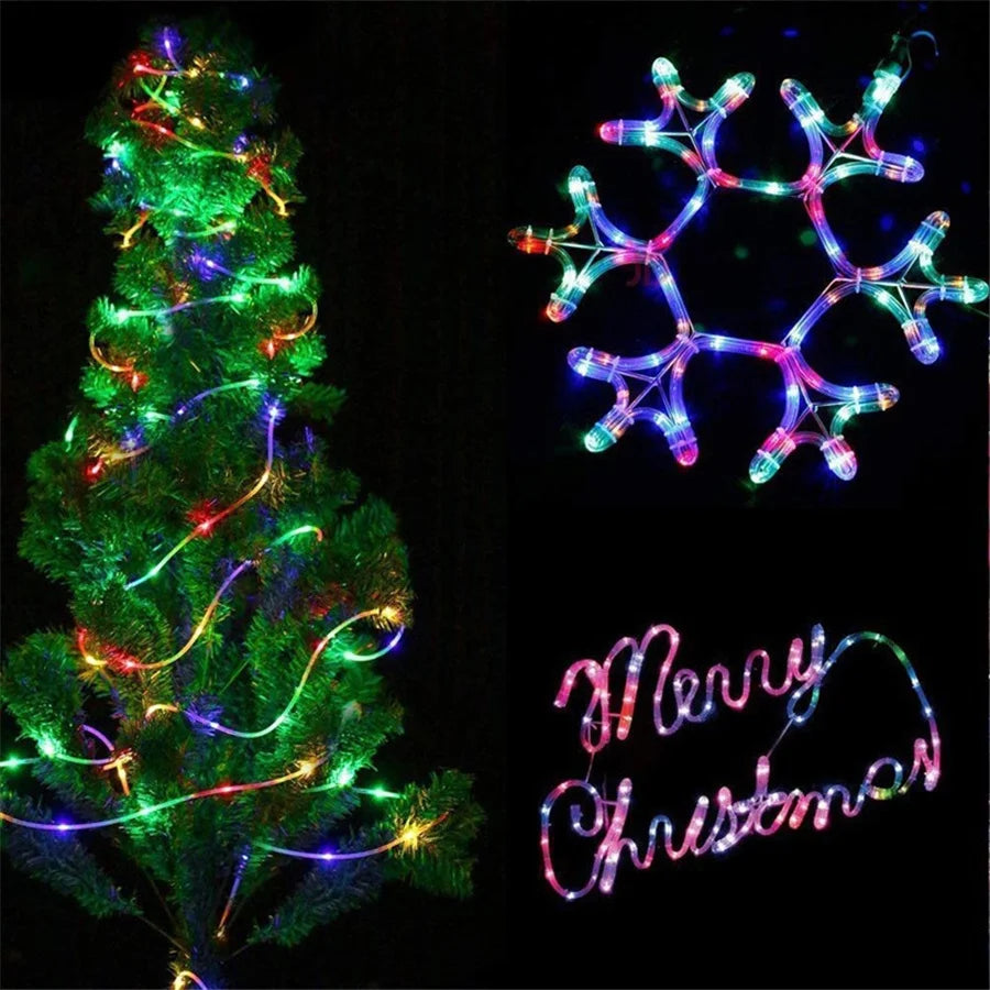 New LED Christmas Garland String Lights Outdoor 8 Modes 10/20/30M Rope Tube Fairy Garden Lights for Party Wedding Holiday Decor
