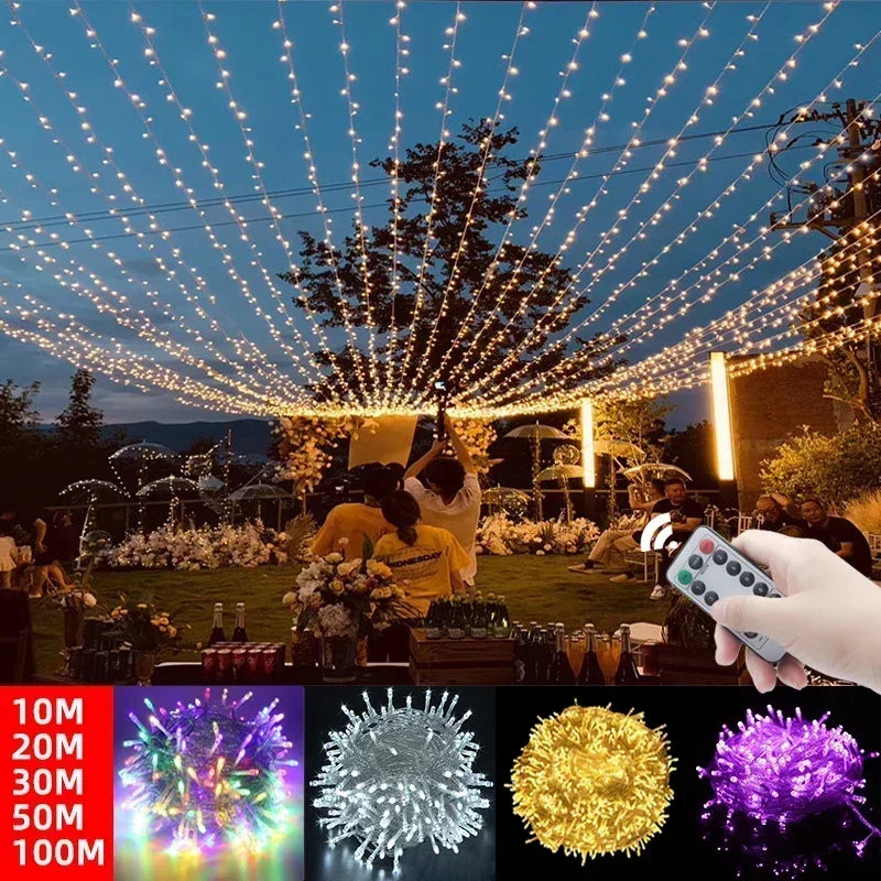 5M-100M Led Christmas Lights Outdoor led Fairy String Lights for Tree Ramadan 2024 Party Holiday Wedding Garland Decoration