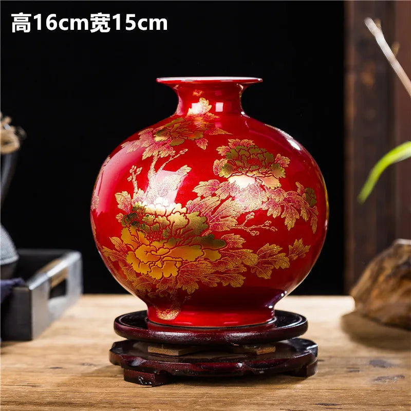Chinese Style ceramics Vase Jingdezhen Black Porcelain Crystal Glaze Flower Vase Home decoration accessories Handmade Vases