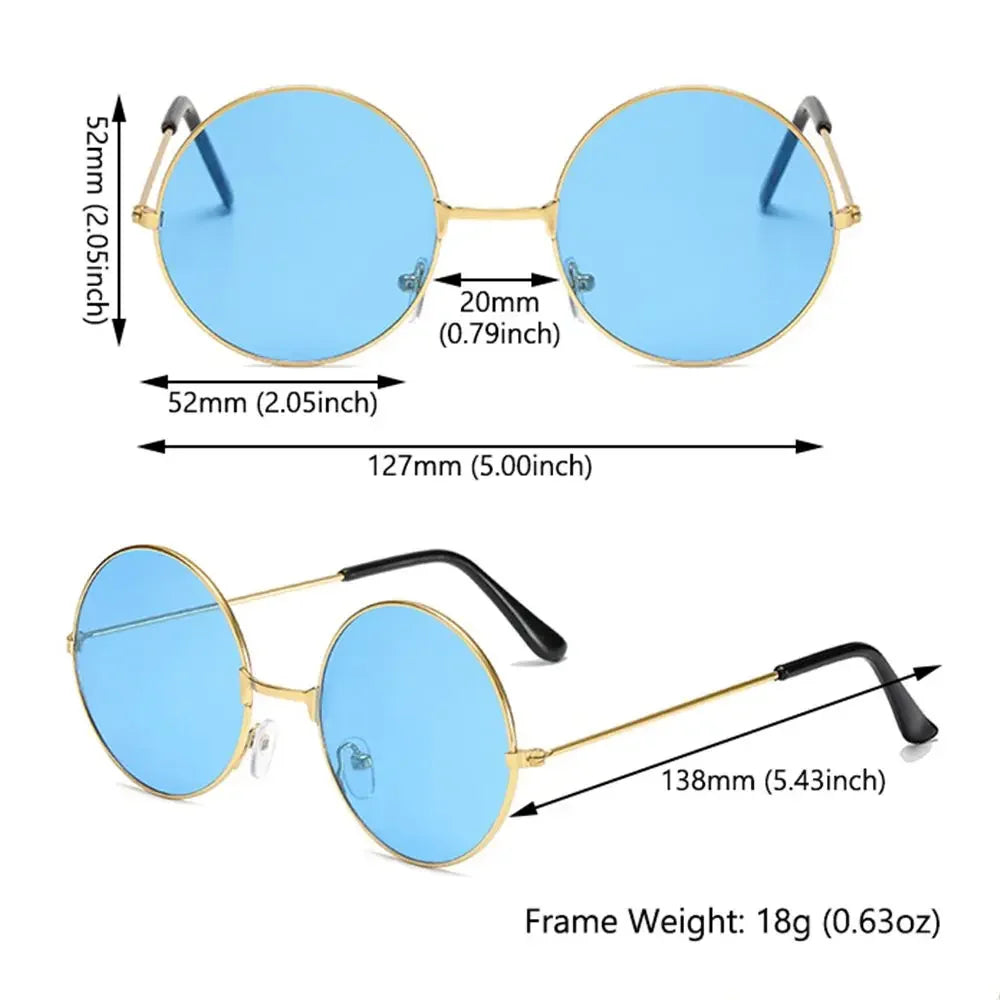Fashion Retro Round Hippie Sunglasses for Women Men Trendy Punk Disco Party Glasses Circle Metal UV Protection Sunglasses