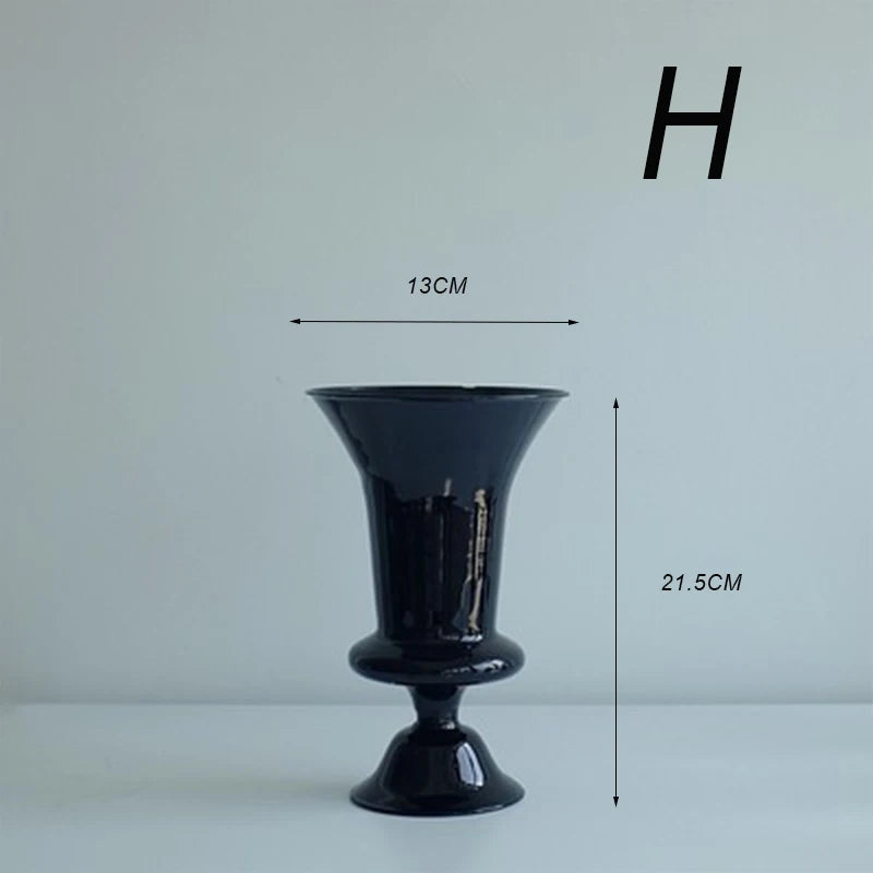 Creative Glass Hydroponic vase black candlestick glass candle stand Nordic Desktop Floral Arrangements Home Decoration Art