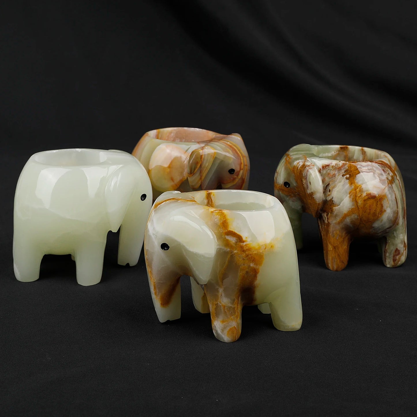 Natural Stones Candle Holder Marble Elephant Shape Candlestick Afghanistan Jade Home Decoration For Dinner Party Table Decor