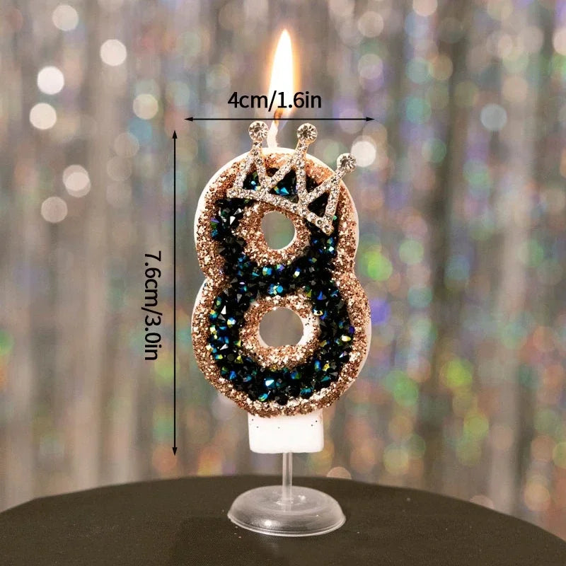 Crown Number Candles Birthday Digital 0-9 Cake Decoration, Cake Topper Birthday Anniversary Day Decor
