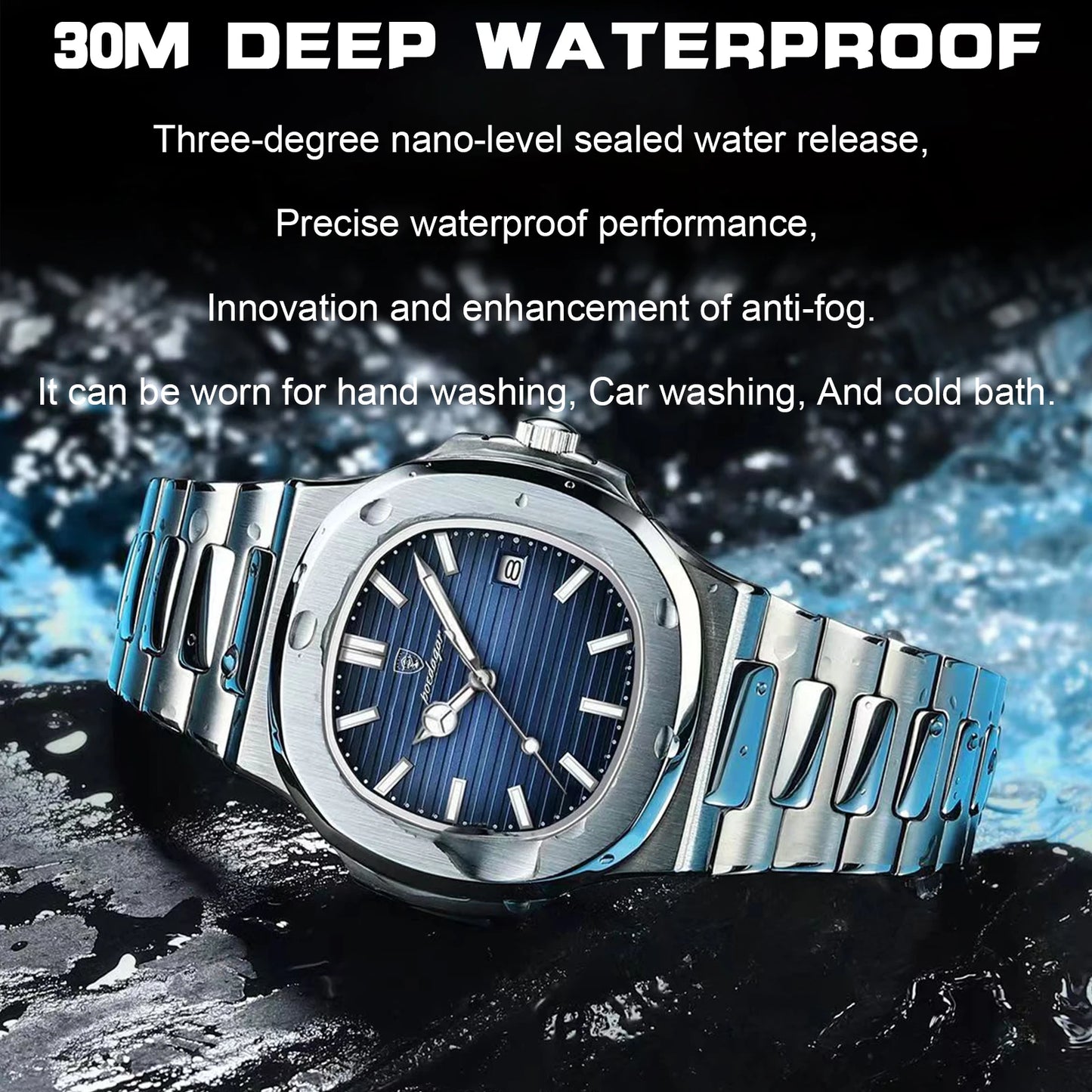 2023 New POEDAGAR Luxury Watch Business Waterproof Male Luminous Stylish Stainless Steel Square Quartz Men Watch Premium Quality