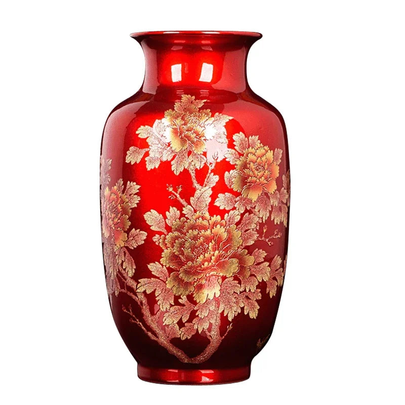 Jingdezhen Black Porcelain Flower Vase Crystal Glaze Handmade Shining Rose Vases Chinese Style Home Decor