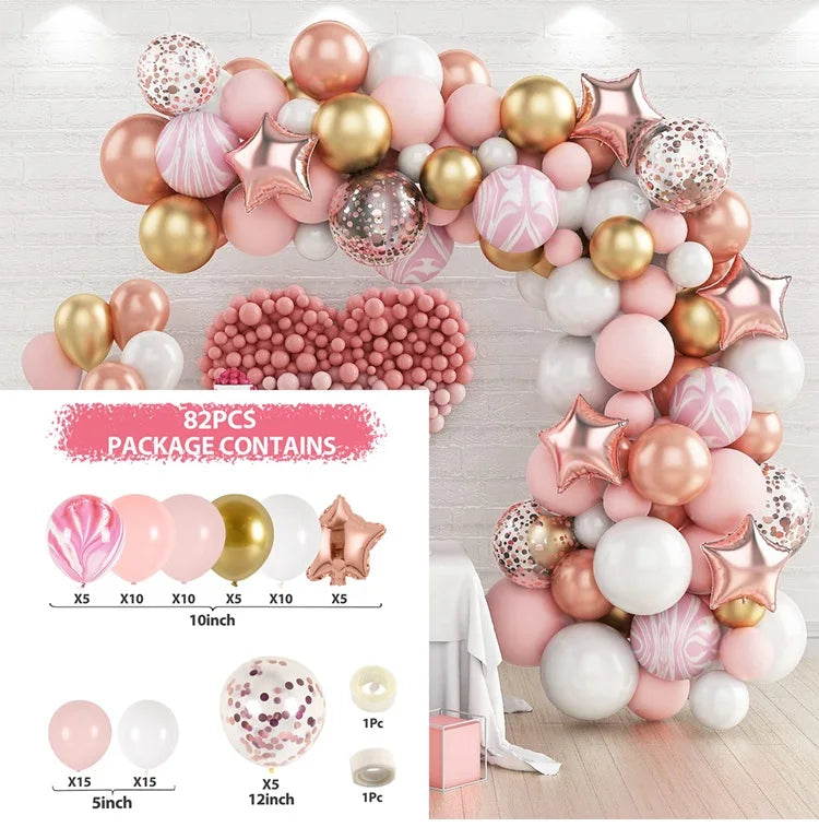 Tender Pink Gold Balloon Garland Arch Kit Wedding Birthday Party Decoration Adult Kids Baby Shower Decor Ballon Wedding Supplies