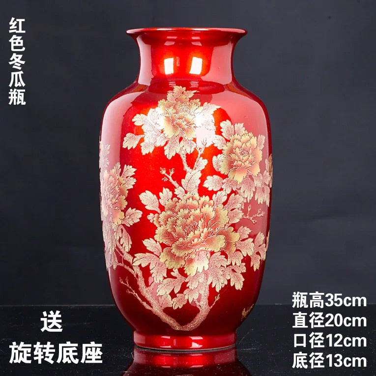 Jingdezhen Black Porcelain Flower Vase Crystal Glaze Handmade Shining Rose Vases Chinese Style Home Decor