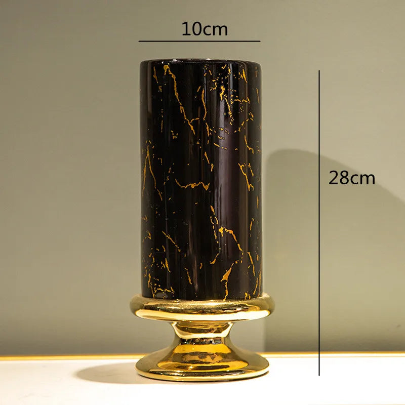 Ceramic Vase Marble Grain Tall Flowerpot Flower Arrangement Hydroponics Home Furnishing Decoration Vases Pots Terrarium