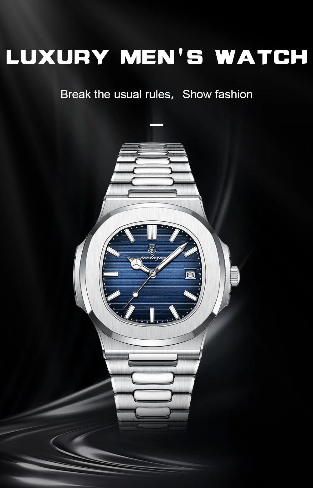 2023 New POEDAGAR Luxury Watch Business Waterproof Male Luminous Stylish Stainless Steel Square Quartz Men Watch Premium Quality