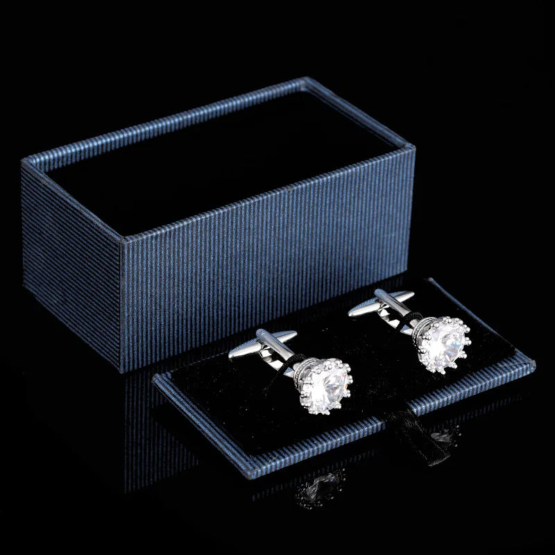Luxury Brand Diamond Cufflinks For Mens Shirts Jewelry Novelty Button French Style Gold Crystal Cuff Links