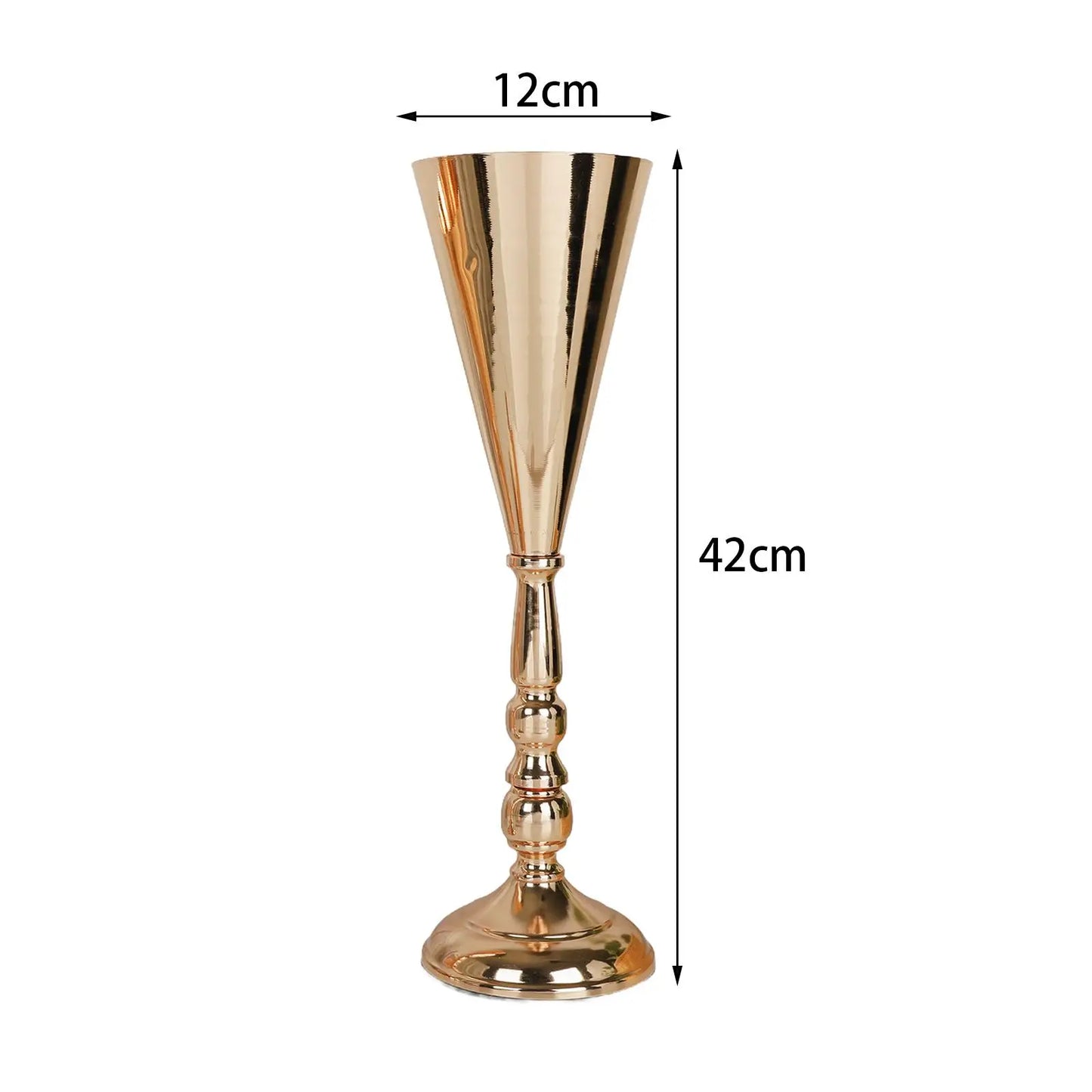 Wedding Flower Trumpet Vase Golden Decorative Modern Centerpieces Vase Metal for Party Anniversary,Ceremony, Birthday, Dinner