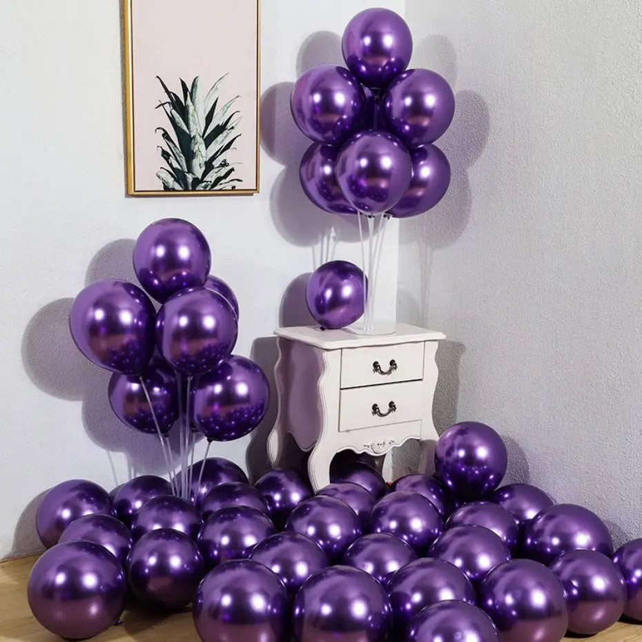5Inch 10Pcs Latex Balloon Gold Silver Black Pink Xmax Balloon Wedding Happy Birthday Metallic Chrome Balloon Decoration