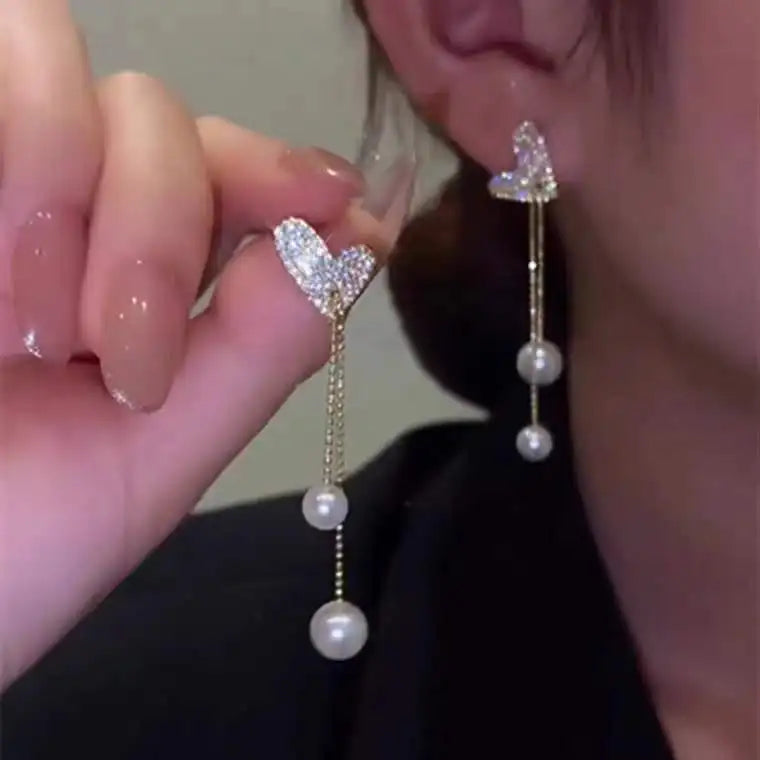 Korean Fashion Emerald Crystal Dangle Earrings for Women Trendy Gold Color Hollow Stud Earring Birthday Gifts Pendientes Mujer