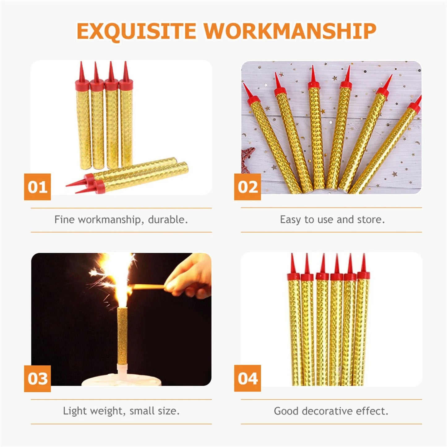 King Of Sparklers Pack Of 6 Gold Wrapping Sparkling Candles For Birthday Wedding Anniversary Halloween Party Candle