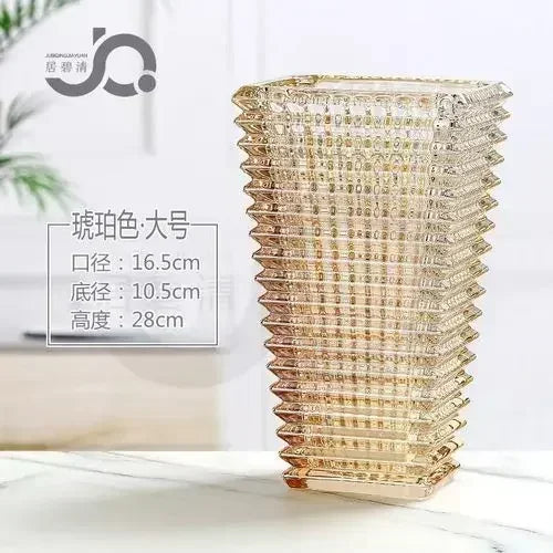 Wedding Luxury Vase Yellow Glass Tall Golden Nordic Vase Aesthetic Black Minimalist Jarrones Decorativos Moderno Room Decoration