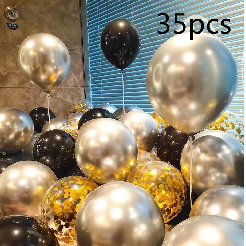 16pcs Black Metallic Sequin Balloons for Birthday Wedding Graduation Party Balloon Decoration