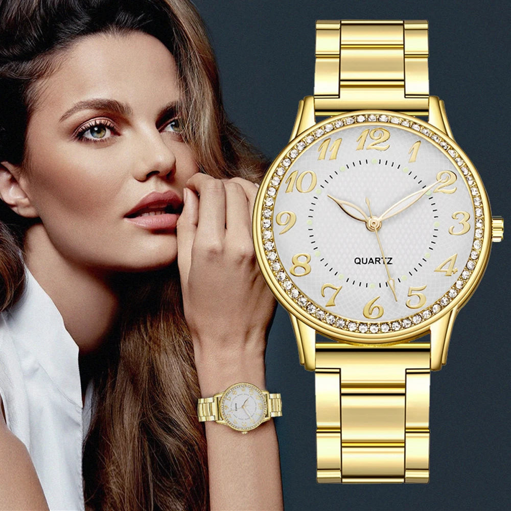 Elegant Dress Mesh Belt Rhinestones Quartz Watches Luxury Bracelet Quartz Watches for Women BusinessClock Relogio Feminino