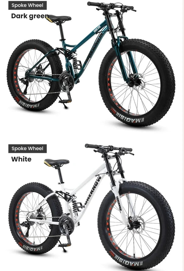 Snow Bike 24/26 Inch 21/24/27/30 Speed Spoke Wheel Mountain Bicycle 4.0 Fat Tires Hanging Type Disc Brake Beach Off Road